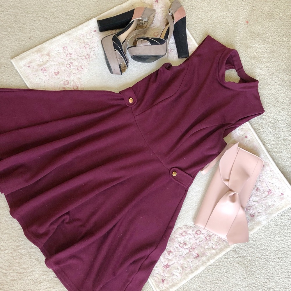 Jane Norman London Cranberry Skater Dress